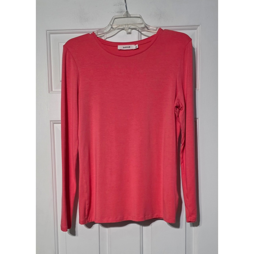 Kettlewell Colours Coral Pink Long Sleeve Modal Top Large